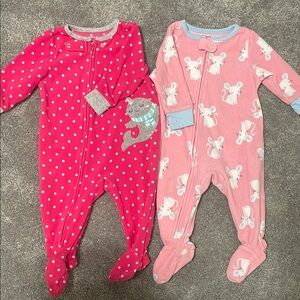 6mo Carter's Pink Animal Fleece Onesie Pajamas